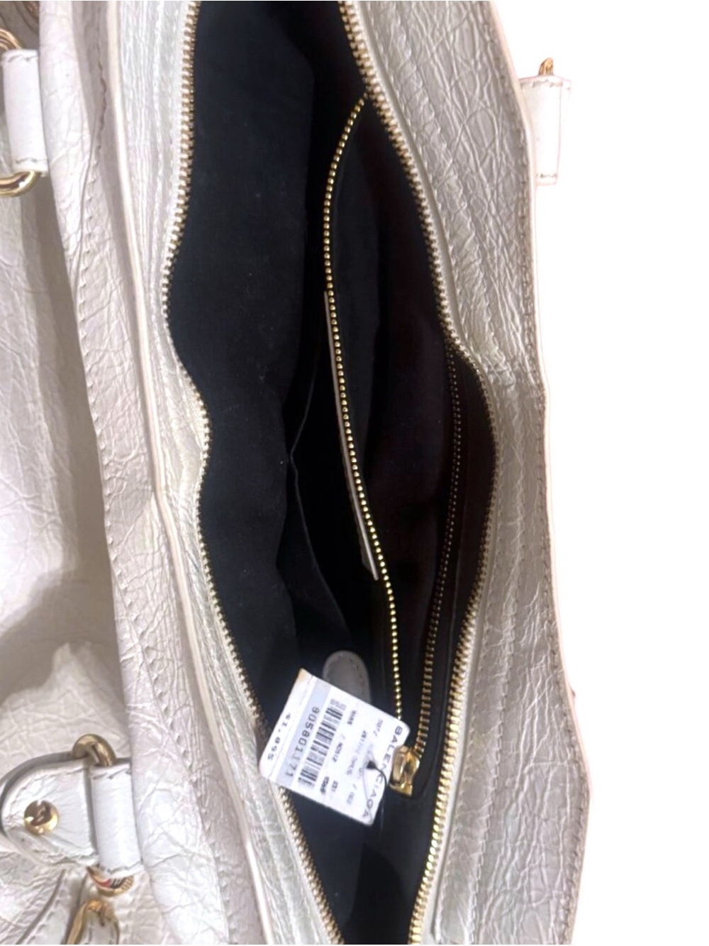 Auth Balenciaga White Ivory Claire medium City Shoulder Bag 12 Giant Gold rivets - Picture 4 of 6